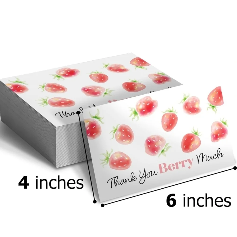 50 4x6 Strawberry Thank You Insert Cards
